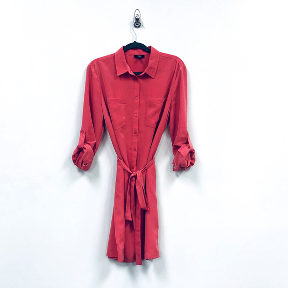 Chic by Jacob Deep Coral Shirt Dress - Picture 1 of 6
